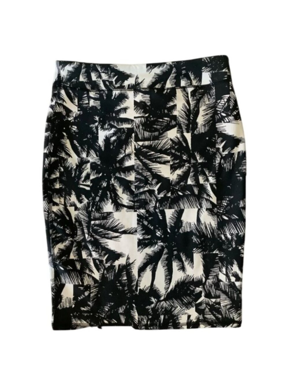 Fabletics Cora Stretch Pencil Skirt Hawaiian Tropical Black & White Midi Small - Picture 3 of 7